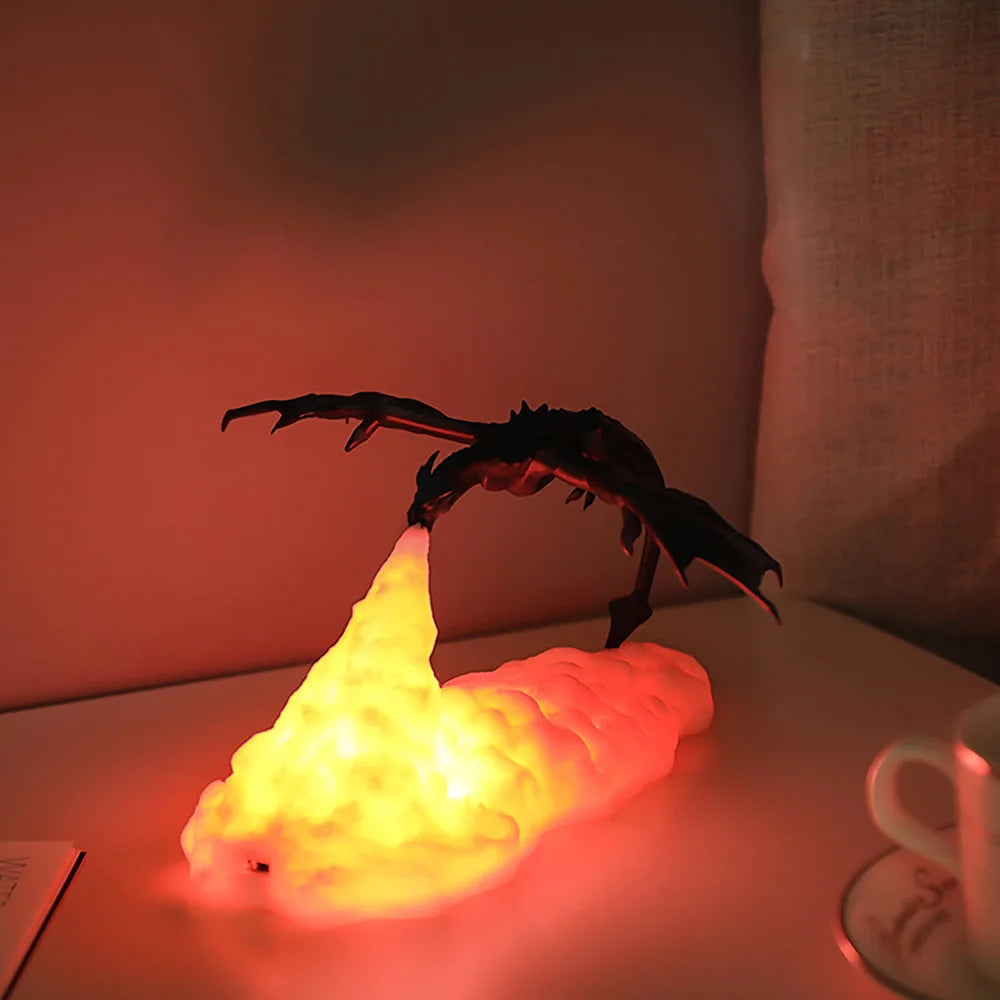 Lampe de bureau imprimée en 3D silhouette de dragon
