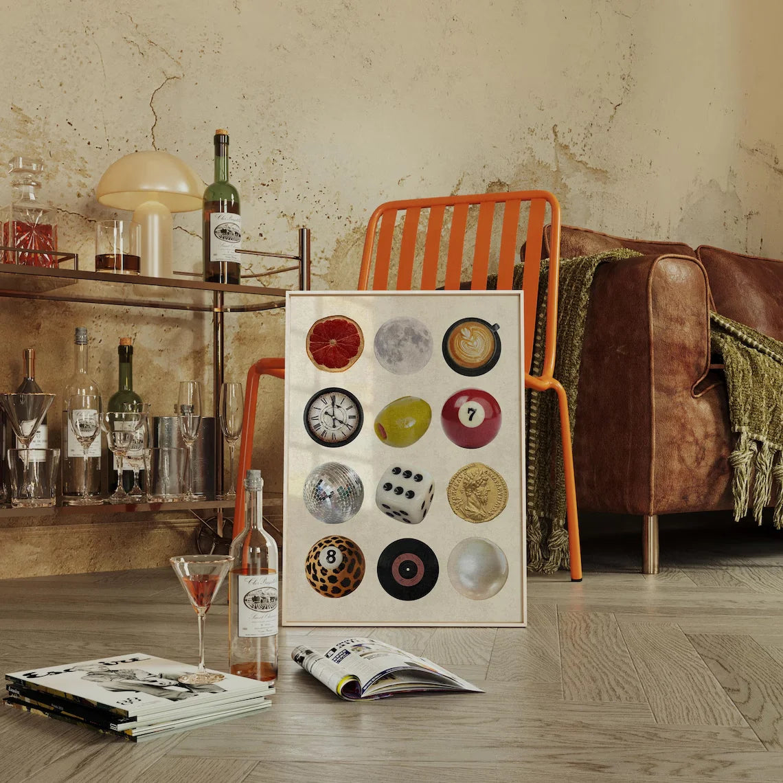 Affiche 8ball & Coffee Vintage