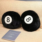 Coussin rond en peluche motif boule de billard numéro 8