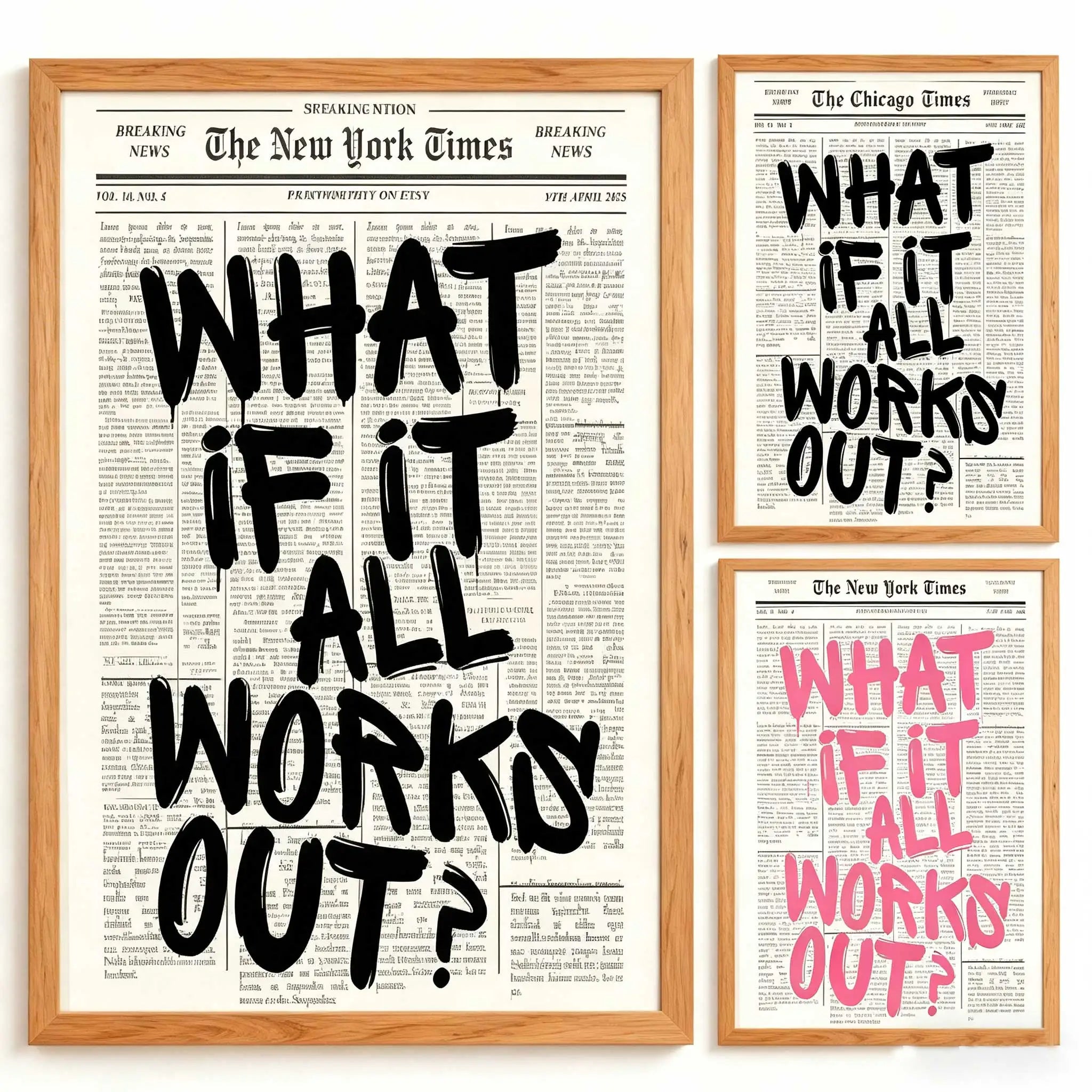 Affiche typographique minimaliste What If All Work Out