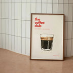 Affiche rétro Coffee Club sur fond beige