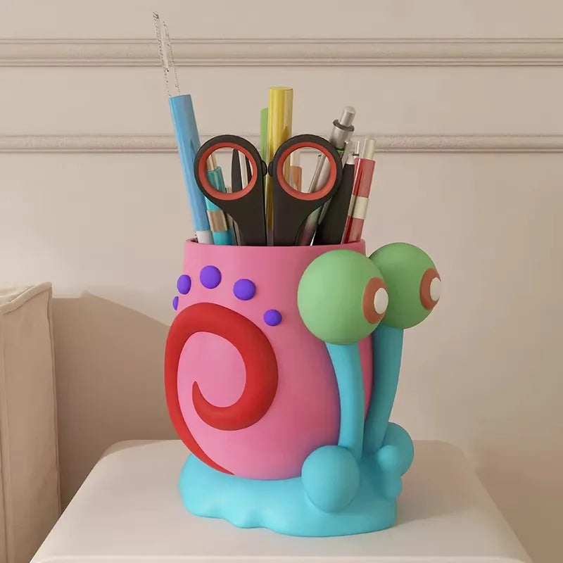Porte-stylo en résine en forme d'escargot