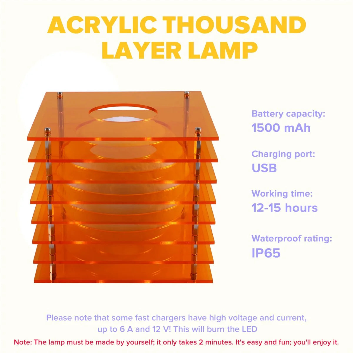 LAMPE ACRYLIQUE RECHARGEABLE