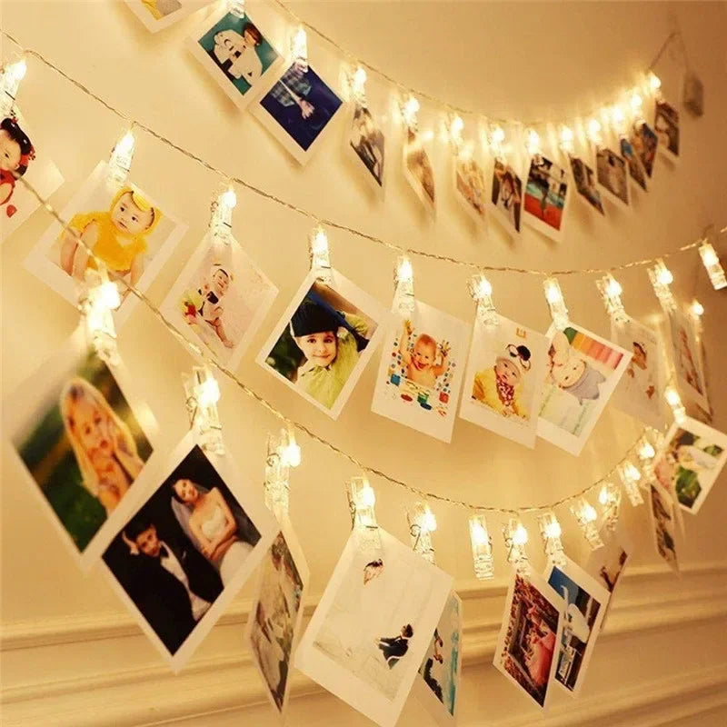Guirlande lumineuse LED avec pinces à photos