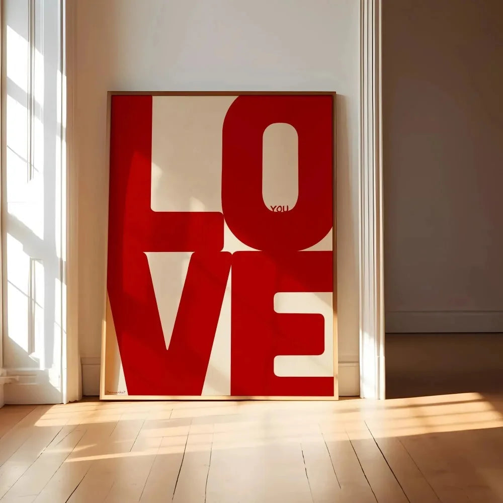 Affiche minimaliste bleu et rouge formes simples