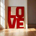 Affiche minimaliste bleu et rouge formes simples