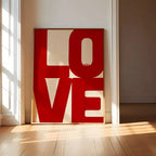 Affiche minimaliste bleu et rouge formes simples