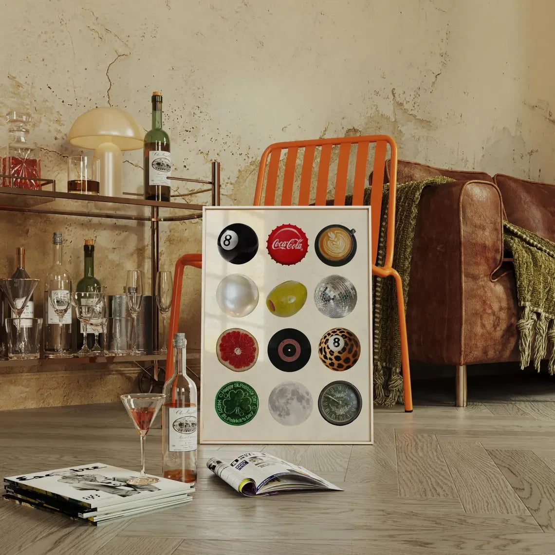 Affiche 8ball & Coffee Vintage