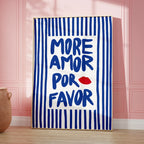 Affiche typographique More Amor Por Favor en aplats colorés